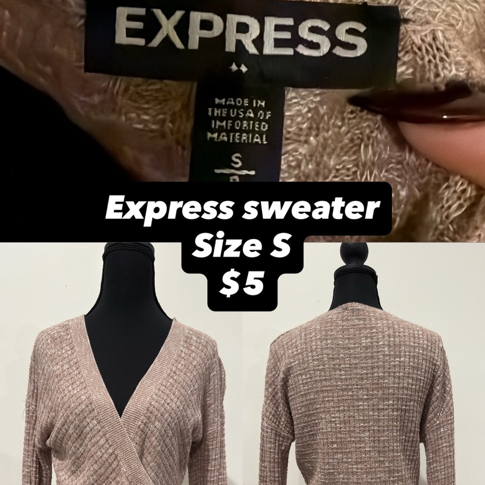 Express Women's V-Neck Sweater in light pink